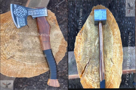 Handmade Carbon Steel Home Décor Axe and Hammer with Rosewood Handles. Pro-Bello1445