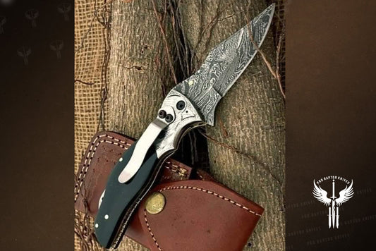 Handmade Damascus Steel Bull Horn Handle Folding Knife with Pocket Clipper. Pro1456