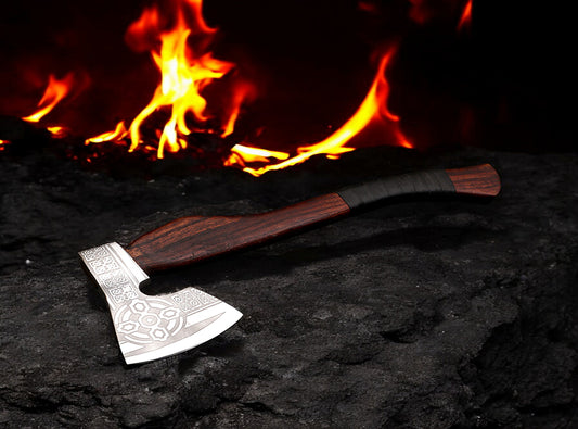 Handmade Carbon Steel Home Décor Axe and Hammer with Rosewood Handles. Pro-Bello1445