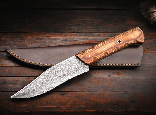 Handmade Damascus Camping Skinner Gadget with Ashwood Handle. Pro1523
