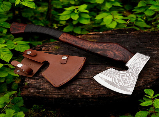 Handmade Carbon Steel Home Décor Axe and Hammer with Rosewood Handles. Pro-Bello1445