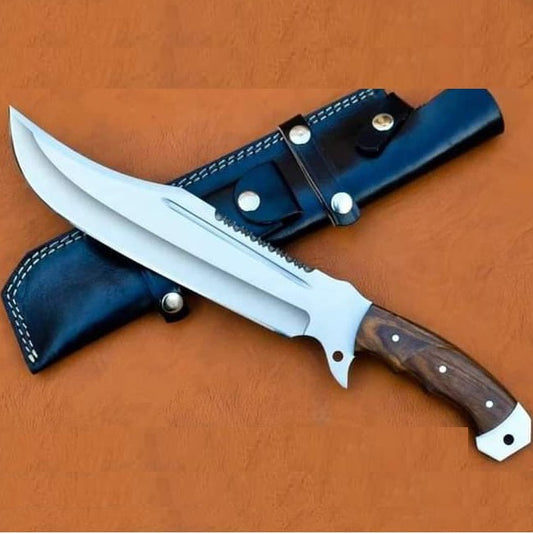 Handmade J2 Steel Hunting Bowie Knife with Dark Rosewood Handle. Pro1463