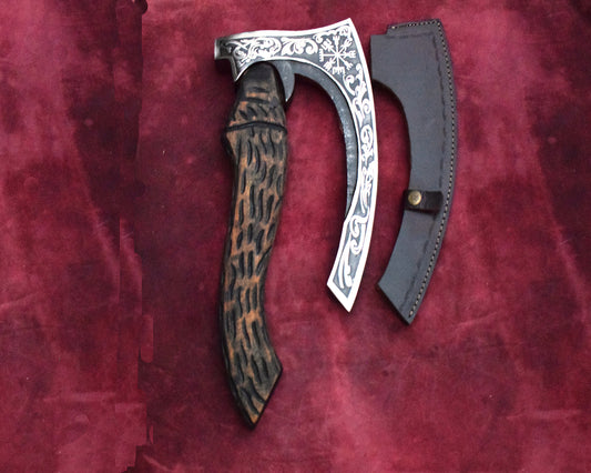 Handmade High Carbon Steel Long Edge Viking Pizza Cutter AXE. Pro-Bello1490