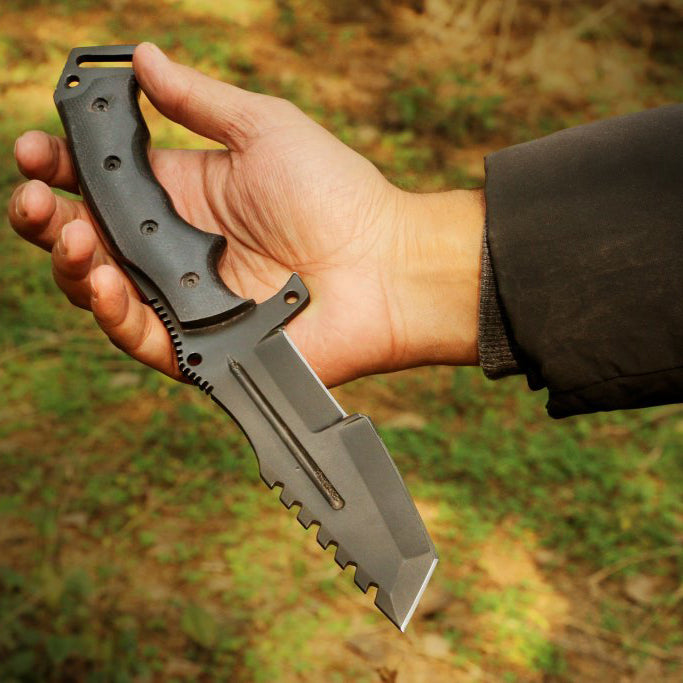 Best Handmade Black Coated Tanto Knife with Special Groove & Micarta handle. Pro1892
