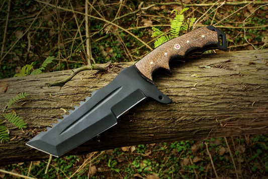 Best Handmade D2 Steel Tanto Knife with Special Mosaic Handle & Thumb Ramp. Pro1847