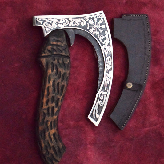 Handmade High Carbon Steel Long Edge Viking Pizza Cutter AXE. Pro-Bello1490
