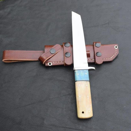 Premium Handmade J2 steel Tanto Knife with Dual Color Camel Bone Handle. Pro1537