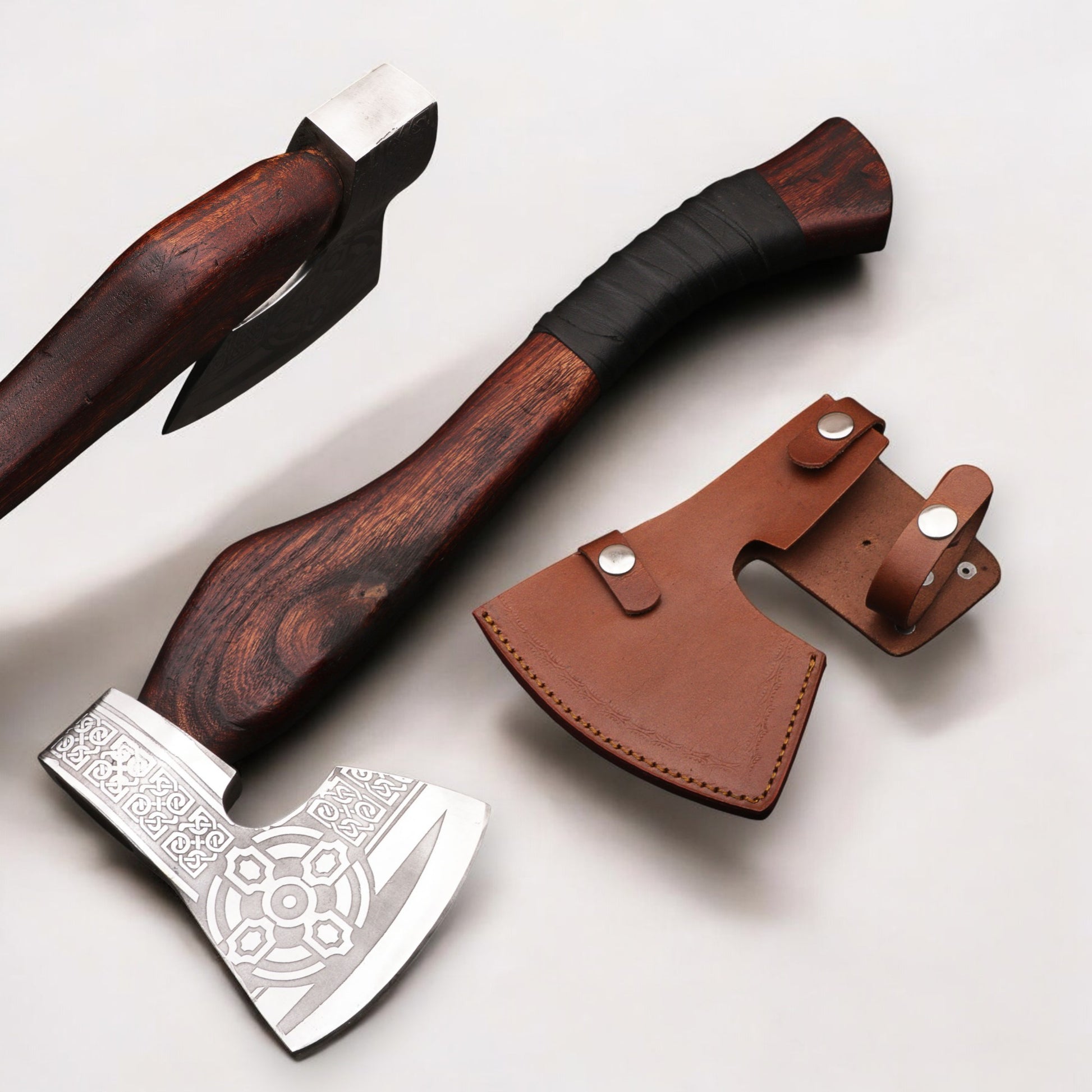 Handmade Carbon Steel Home Décor Axe and Hammer with Rosewood Handles. Pro-Bello1445