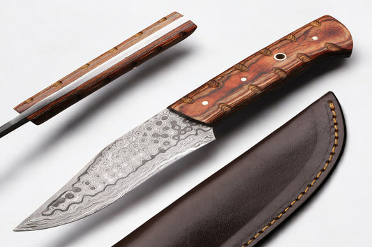 Handmade Damascus Camping Skinner Gadget with Ashwood Handle. Pro1523