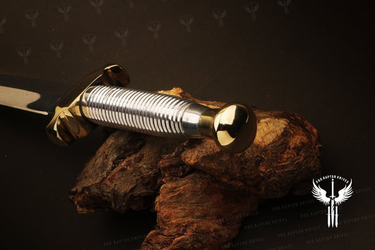 Handmade J2 Steel Brass Guard Dagger Knife with Metal Threads Handle. Pro1702