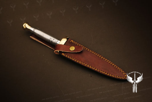 Handmade J2 Steel Brass Guard Dagger Knife with Metal Threads Handle. Pro1702