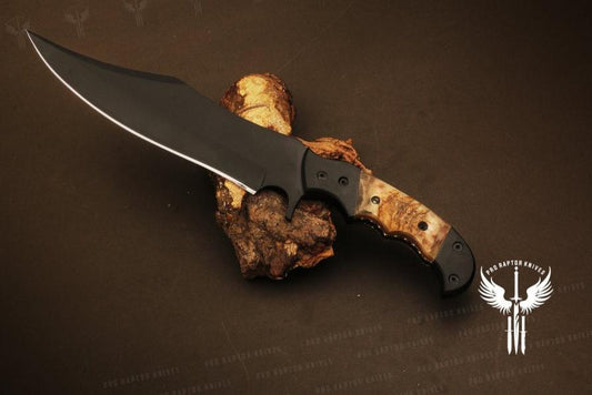 Handmade Black Powder Coated Hunting Rambo Bowie Knife with Shaded Bone Handle. Pro1711