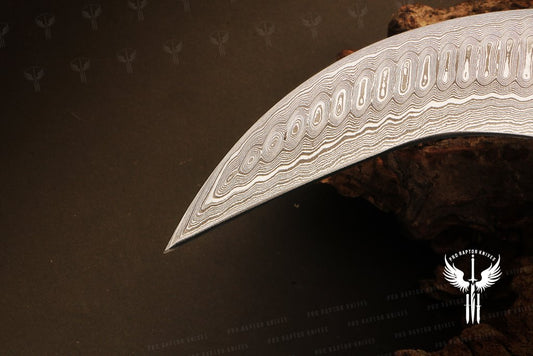 Handmade Damascus steel Dollar Sheet  Karambit Knife with Damascus Finger Ring. Pro1540