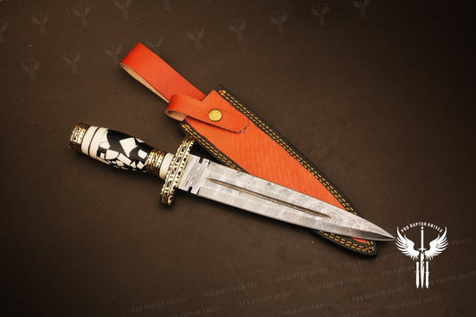 Handmade Damascus steel Dagger Knife with Gemstone Type Handle. Pro1606