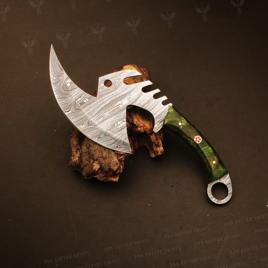 Professional Handmade Damascus steel Full Tang Pizza Cutter with Resin Handle. PR-Bello1841