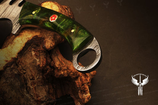 Professional Handmade Damascus steel Full Tang Pizza Cutter with Resin Handle. PR-Bello1841