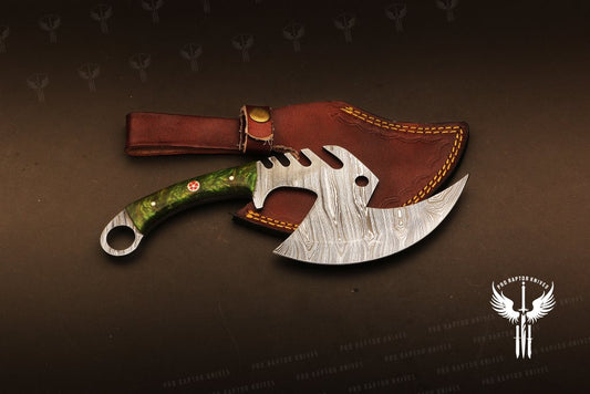Professional Handmade Damascus steel Full Tang Pizza Cutter with Resin Handle. PR-Bello1841