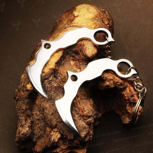 Handmade D2 steel Karambit Shaped Keychain in a wooden Box. Pro1838