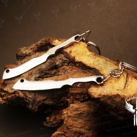 Handmade D2 steel Cleaver Shaped Keychain in Wooden Box. Pro1839