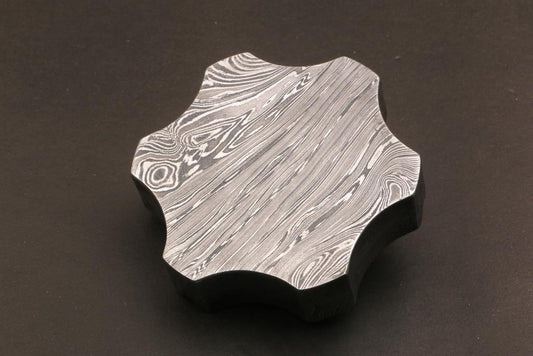 Unique Handmade Damascus steel Ashtray in Edge Design with Rose Wood Box. Pro7001