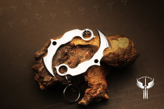 Handmade D2 steel Karambit Shaped Keychain in a wooden Box. Pro1838