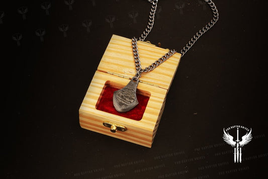 Unisex Damascus steel Pendant with  Ash wood Gift Box. Pro1844