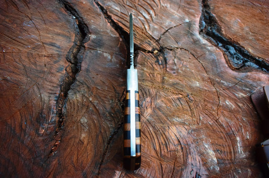 Handmade Damascus Steel Skinner Gear with Olive & Dark Woods Handle. Pro1522