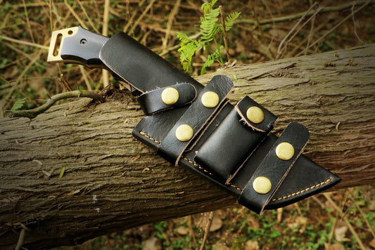 Handmade Gold Coated Coated Tanto Knife wit Thumb Ramp and Micarta Handle. Pro1848