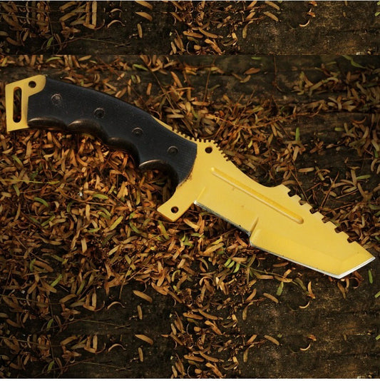 Handmade Gold Coated Coated Tanto Knife wit Thumb Ramp and Micarta Handle. Pro1848