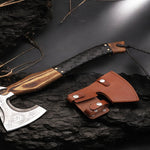Handmade High Carbon Steel Home Décor Axe Gear with Dark Wood Shaft.  Free Gift Damascus Steel Ring. Pro-Bello1441