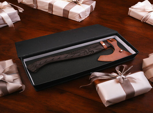 Handmade Carbon Steel Viking Axe with Dark Crafted Crocodile on Ash Wood Shaft. Pro-Bello1440