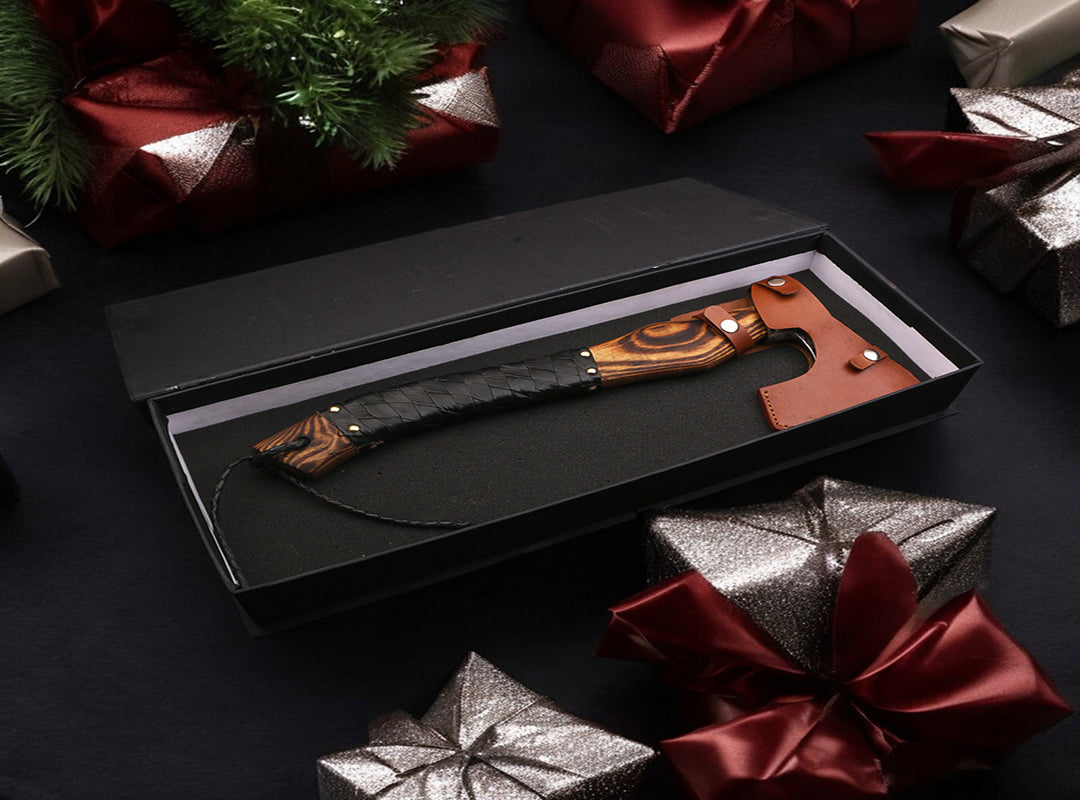 Handmade High Carbon Steel Home Décor Axe Gear with Dark Wood Shaft.  Free Gift Damascus Steel Ring. Pro-Bello1441