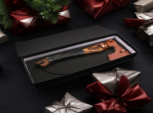 Handmade High Carbon Steel Home Décor Axe Gear with Dark Wood Shaft. Pro-Bello1441