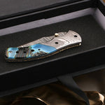 Handmade Damascus Steel Bone Handle Folding Knife with Damascus Bolster. Free engraving and USA Shipping.  Pro-Vigoroso1451