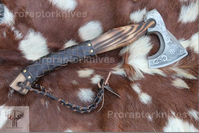 Handmade High Carbon Steel Home Décor Axe Gear with Dark Wood Shaft.  Free Gift Damascus Steel Ring. Pro-Bello1441