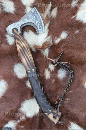 Handmade High Carbon Steel Home Décor Axe Gear with Dark Wood Shaft.  Free Gift Damascus Steel Ring. Pro-Bello1441