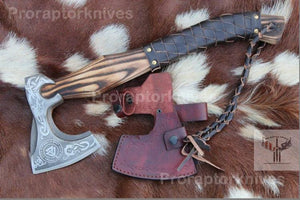 Handmade High Carbon Steel Home Décor Axe Gear with Dark Wood Shaft.  Free Gift Damascus Steel Ring. Pro-Bello1441