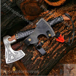 Handmade High Carbon Steel Medieval Home Décor Axe Gear with Ash Wood Shaft.  Free Damascus Steel Ring. Pro-Bello1442