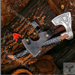 Handmade High Carbon Steel Medieval Home Décor Axe Gear with Ash Wood Shaft.  Free Damascus Steel Ring. Pro-Bello1442