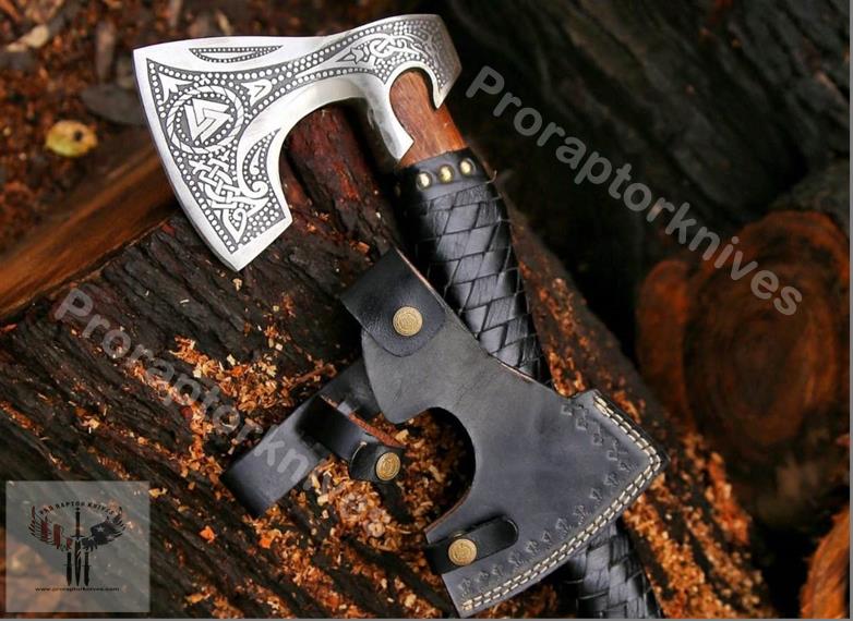 Handmade High Carbon Steel Medieval Home Décor Axe Gear with Ash Wood Shaft.  Free Damascus Steel Ring. Pro-Bello1442