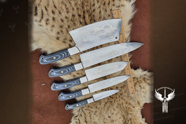 Custom deals handmade Damascus steel kitchen knife set