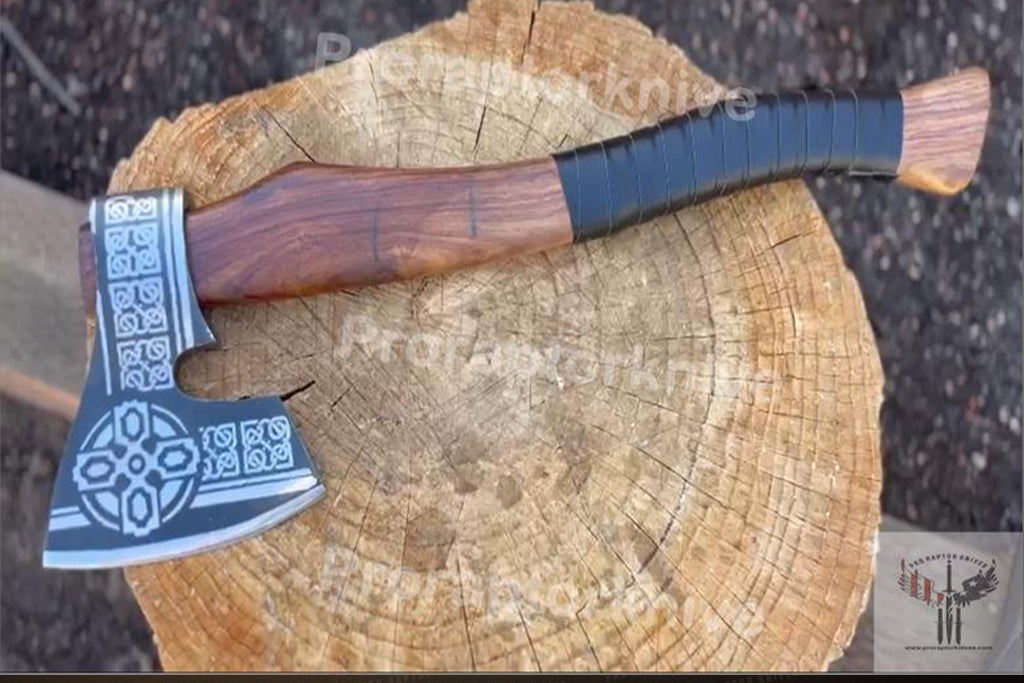 Handmade Carbon Steel Home Décor Axe and Hammer with Rosewood Handles.  Free Damascus Steel Ring.  Pro-Bello1445