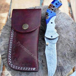 Handmade Damascus Steel Resin Handle Folding Knife with Pocket Holding Clip. Pro-Vigoroso1451