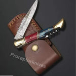 Handmade Damascus Steel Dollar Sheet Handle Knife with Bottle Cork Opener. Pro-Vigoroso1457