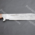 Handmade Damascus Steel Hunting Bowie with Rosewood and Brass lining handle. Pro-Vigoroso1462