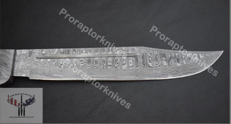 Handmade Damascus Steel Hunting Bowie with Rosewood and Brass lining handle. Pro-Vigoroso1462