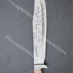 Handmade Damascus Steel Hunting Bowie with Rosewood and Brass lining handle. Pro-Vigoroso1462