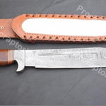 Handmade Damascus Steel Hunting Bowie with Rosewood and Brass lining handle. Pro-Vigoroso1462