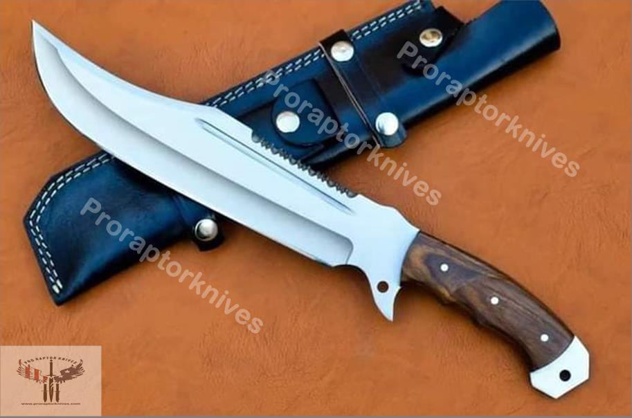 Handmade J2 Steel Hunting Bowie Knife with Dark Rosewood Handle. Pro-Vigoroso1463