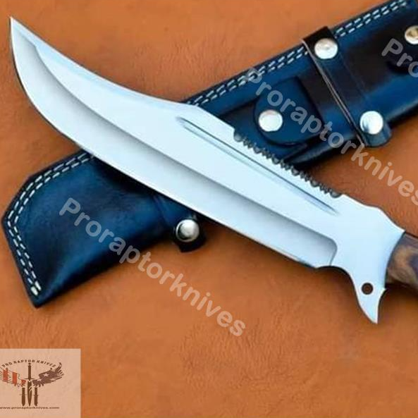 Handmade J2 Steel Hunting Bowie Knife with Dark Rosewood Handle. Pro-Vigoroso1463